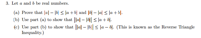 Solved Let A And B Be Real Numbers. Prove That |a| - |b|