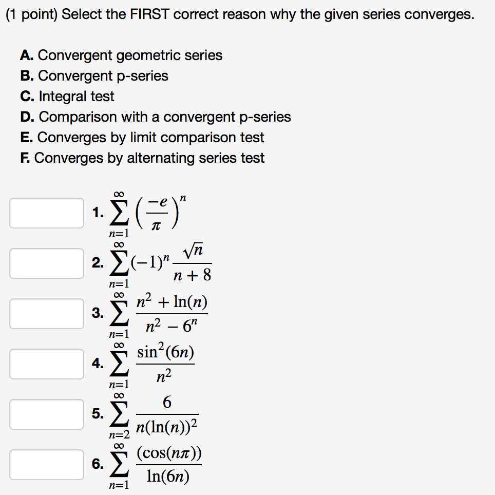 Solved (1 Point) Select The FIRST Correct Reason Why The | Chegg.com