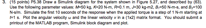 Solved 3. (15 points) P5.38 Draw a Simulink diagram for the | Chegg.com