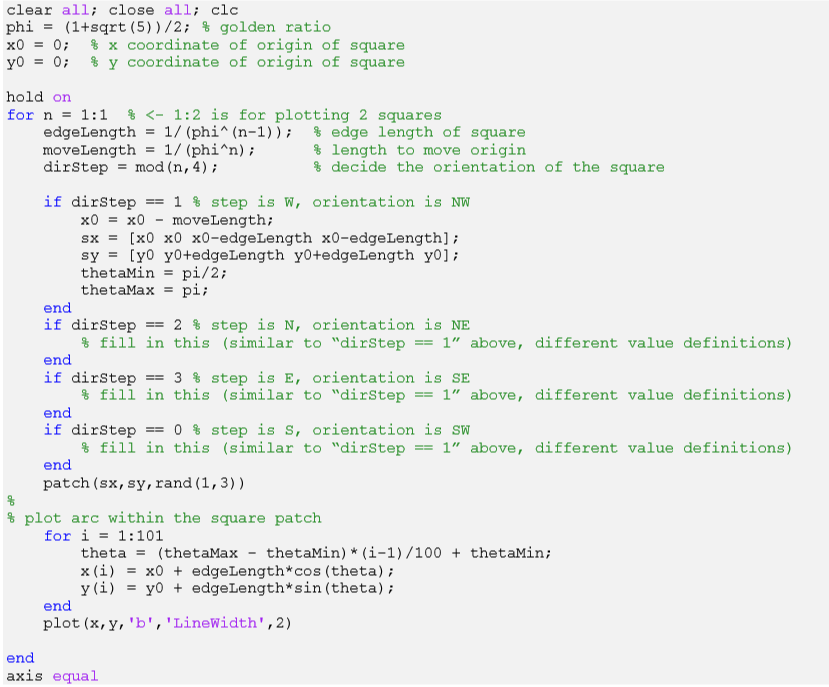 Matlab Question: Fill in the rest of this code to | Chegg.com