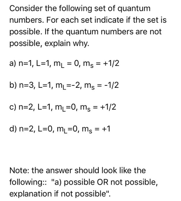 a set of quantum numbers