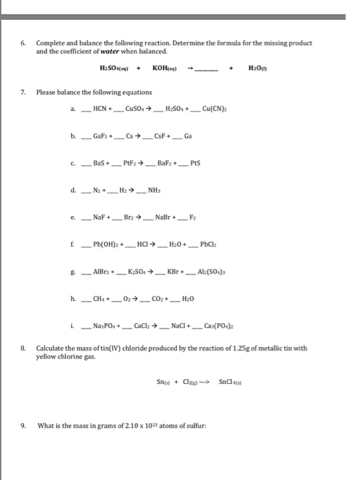 Solved Complete and balance the following reaction. | Chegg.com