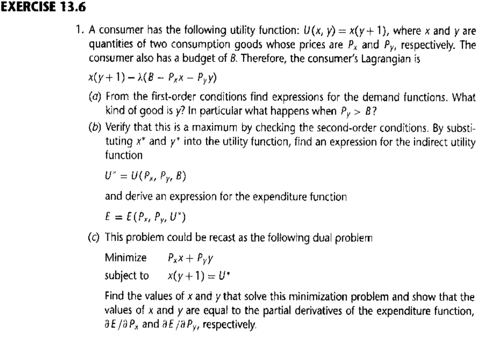 EXERCISE 13.6 I. A Consumer Has The Following Utility | Chegg.com