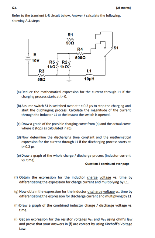 Solved Refer to the transient L-R circuit below. | Chegg.com