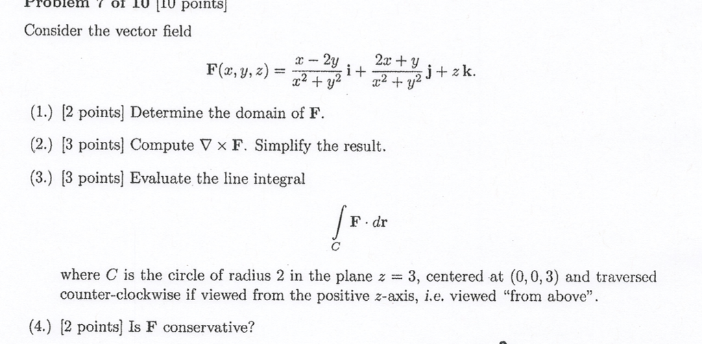 Solved Consider The Vector Field F X Y Z X 2y X 2