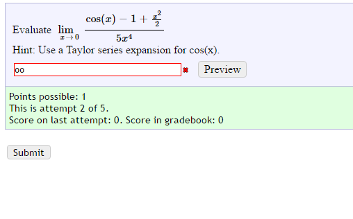 Solved Evaluate Limx Rightarrow 0 Cosx 1 X225x4 8849