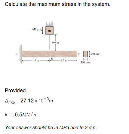 Solved Calculate the maximum stress in the system. vO m/m | Chegg.com