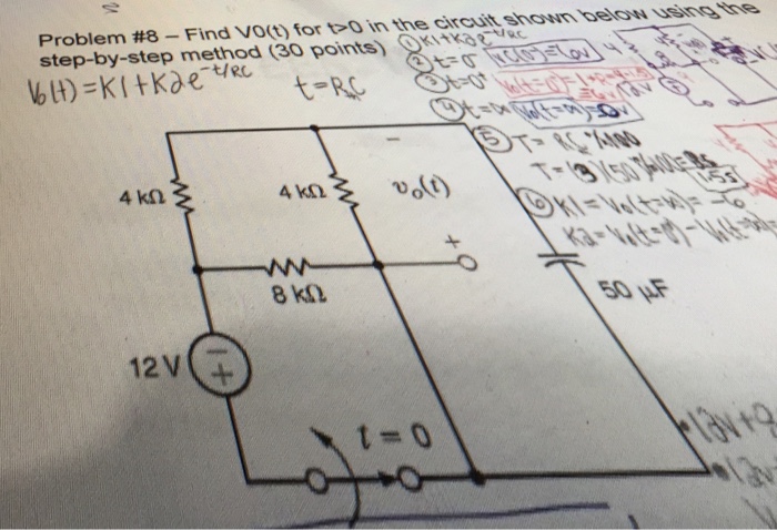 Solved Find V0 T For T 0 In The Circuit Shown Below Using