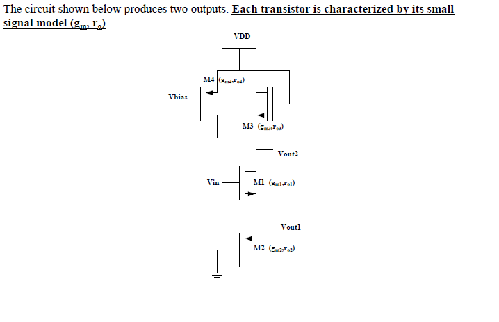 Solved (a) Draw the small signal model of the PMOS | Chegg.com