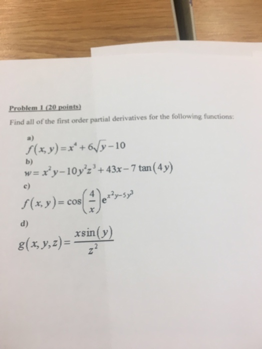 Solved Find all of the first order partial derivatives for | Chegg.com