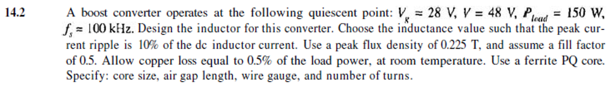 Solved A boost converter operates at the following quiescent | Chegg.com