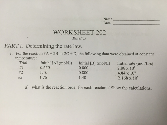 Solved For the reaction 3A + 2B rightarrow 2C + D, the | Chegg.com