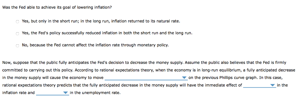 Solved 6. Expectations and the Phillips curve The following | Chegg.com