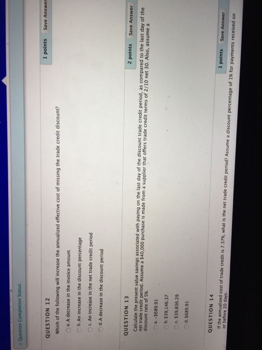 Solved Question Completion Status: 1 points Save Answer | Chegg.com