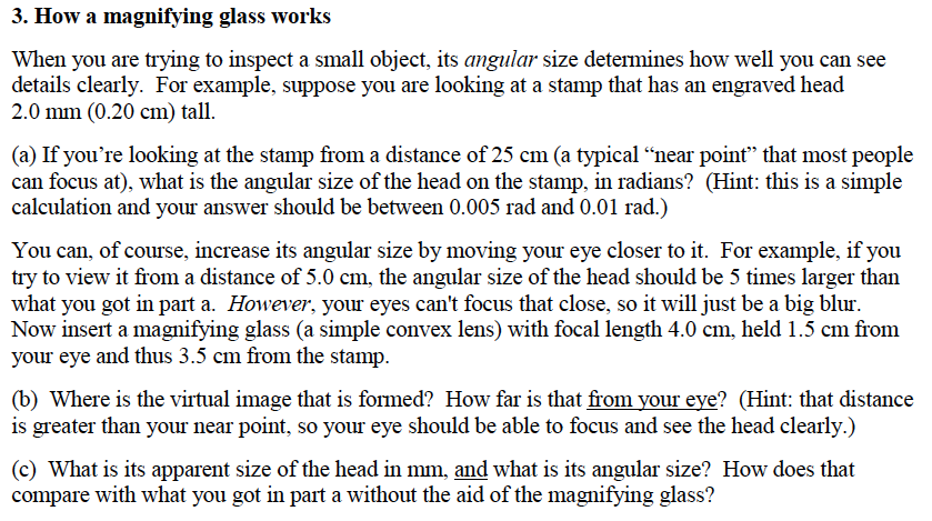 3. How a magnifying glass works When you are trying | Chegg.com