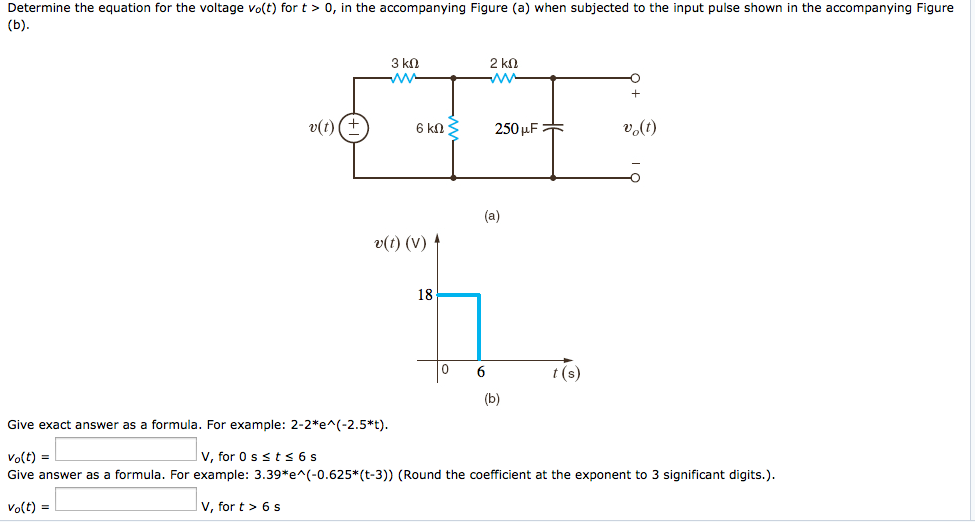 Solved Determine the equation for the voltage vo(t) for t > | Chegg.com