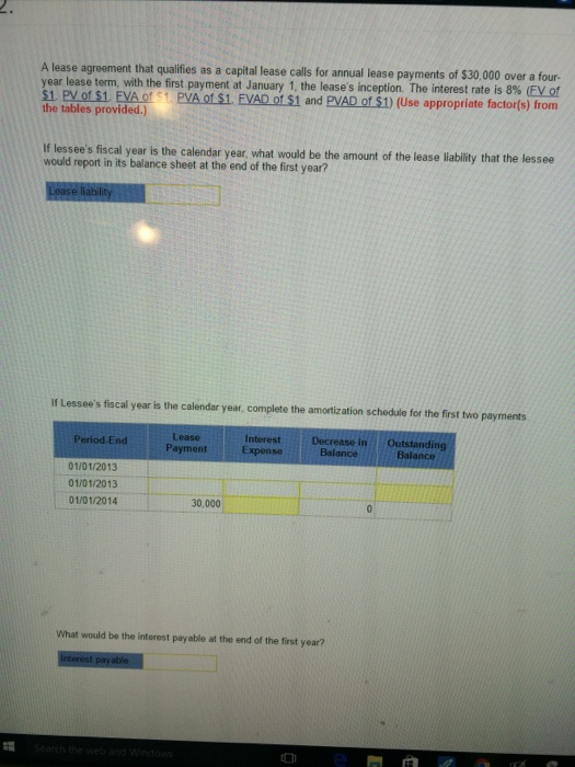 Solved A lease agreement that qualifies as a capital lease