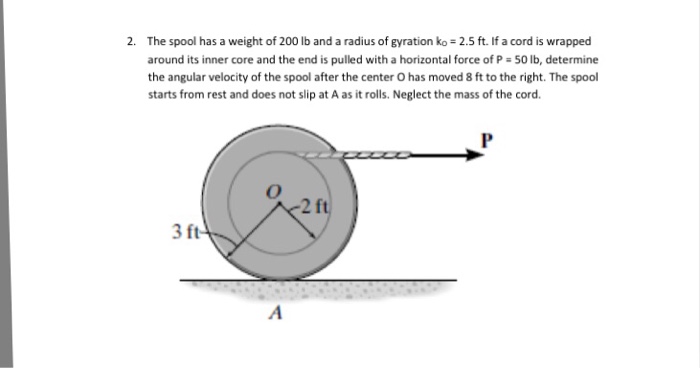 Solved The spool has a weight of 200 lb and a radius of | Chegg.com