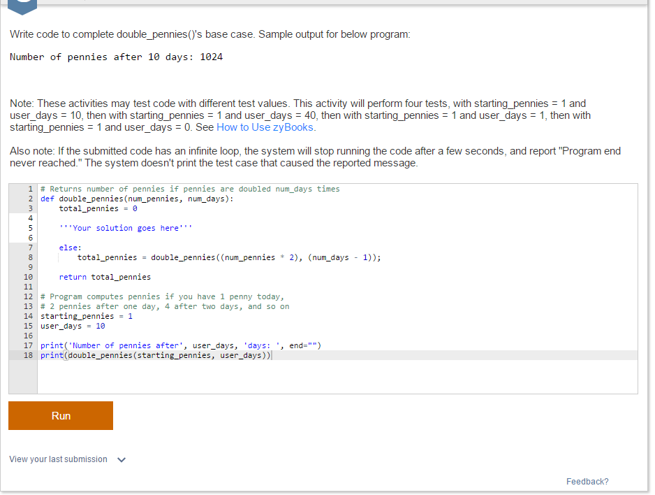 Solved Write Code To Complete Double Pennies S Base Case