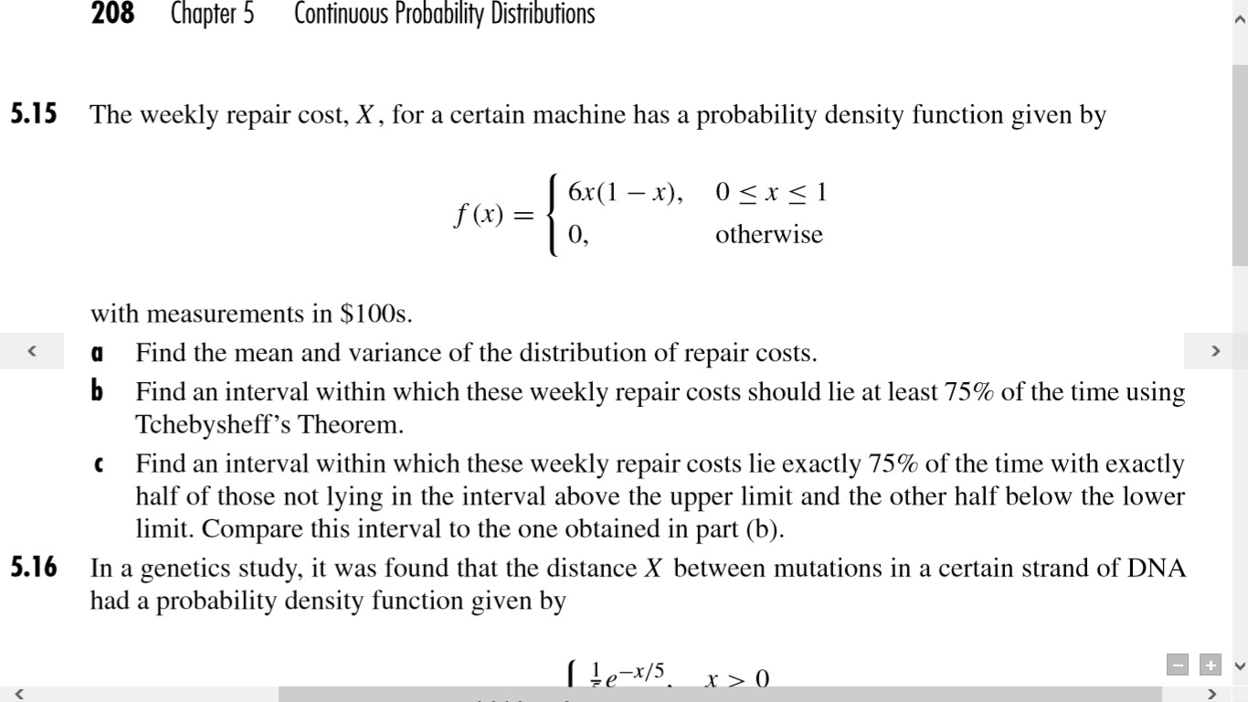 Solved The weekly repair cost, X, for a certain machine has