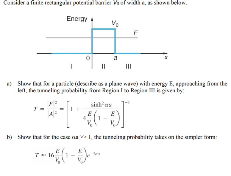 Solved Consider a finite rectangular potential barrier Vo of