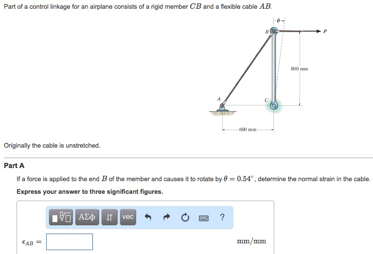 Solved Part of a control linkage for an airplane consists of