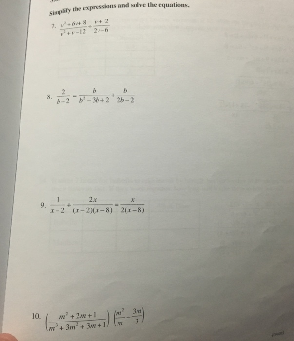 Solved Simplify the expressions and solve the equations. | Chegg.com