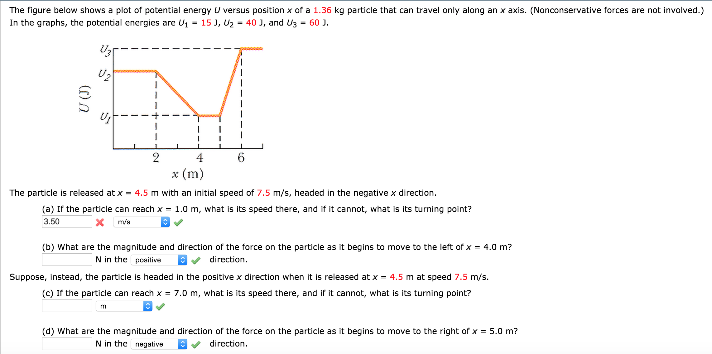 Solved The Figure Below Shows A Plot Of Potential Energy U 2675