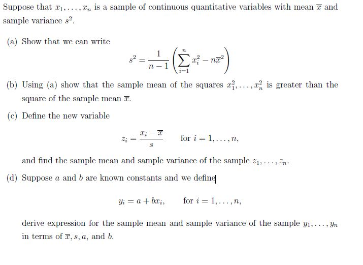 Statistics variance and answer