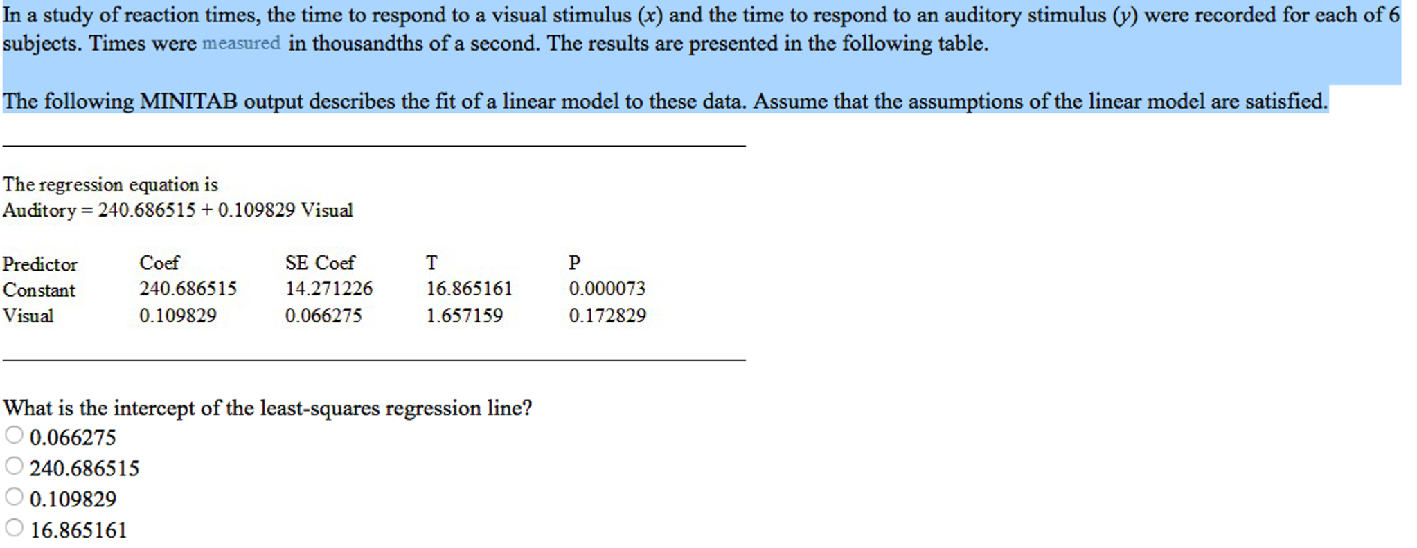 Solved In a study of reaction times, the time to respond to | Chegg.com