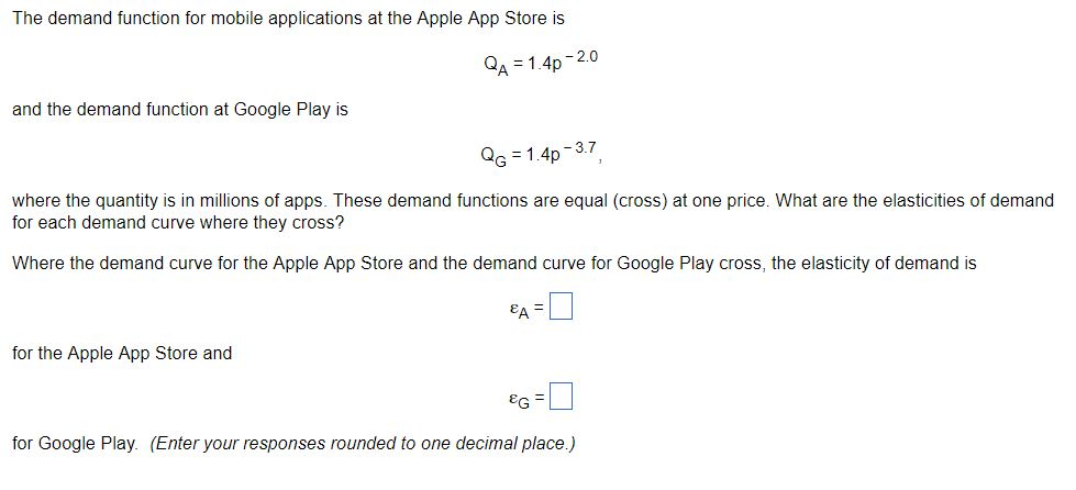 Solved The demand function for mobile applications at the Chegg com