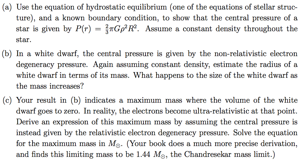 Use the equation of hydrostatic equilibrium (one of | Chegg.com