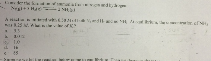Solved Consider the formation of ammonia from nitrogen and | Chegg.com