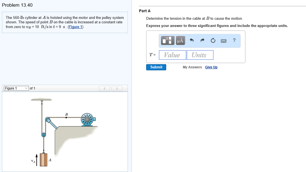 Solved The 560-lb cylinder at A is hoisted using the motor | Chegg.com