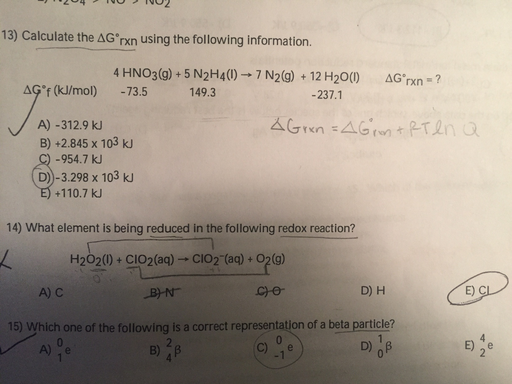 Solved Calculate The Delta G Degree Rxn Using The Following