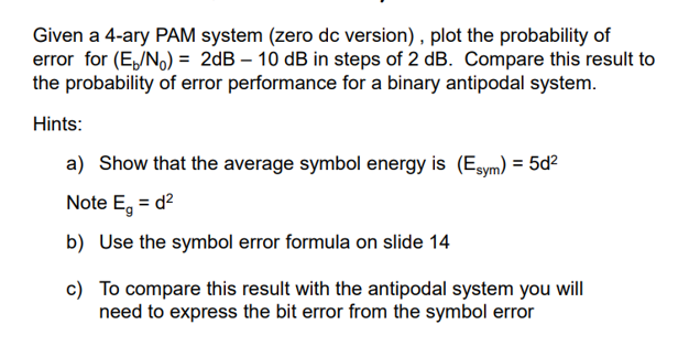 Solved Error For (E,/No2dB 10 DB In Steps Of 2 DB. Compare | Chegg.com