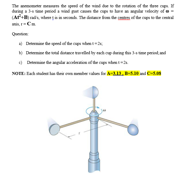 Solved The anemometer measures the speed of the wind due to