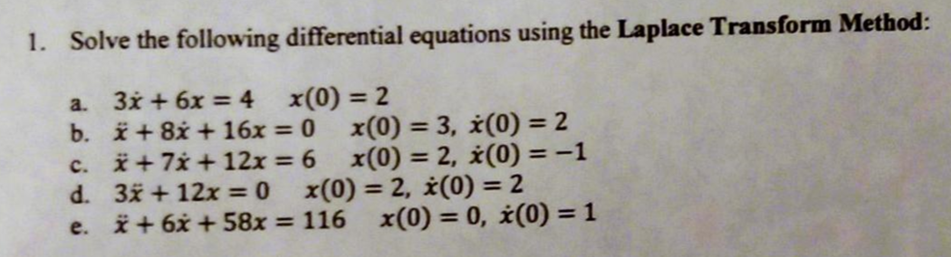 Solved 1. Solve the following differential equations using | Chegg.com