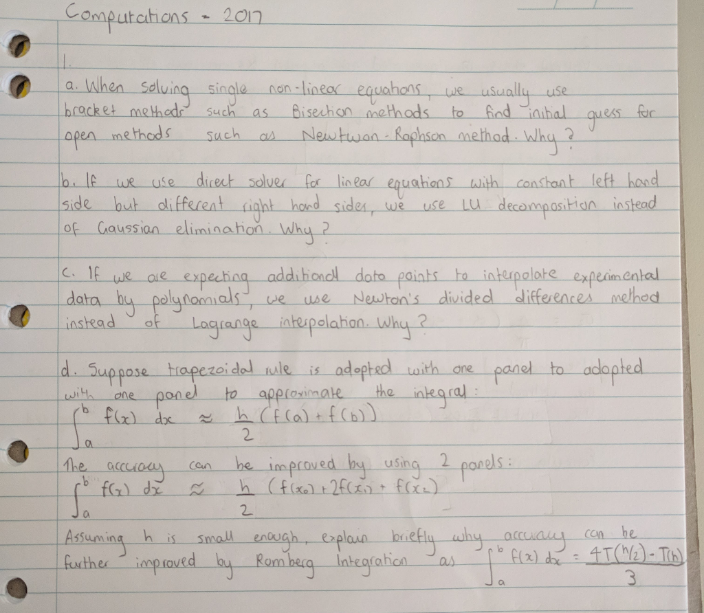 Solved Computcth ons 20n a When saluing single non-lineo | Chegg.com