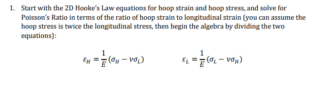 Solved Start with the 2D Hooke's Law equations for hoop | Chegg.com