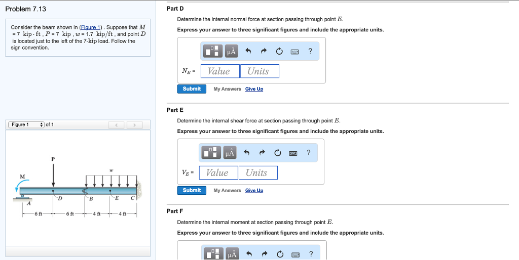 Solved Problem 7.13 Part A Determine the internal normal | Chegg.com