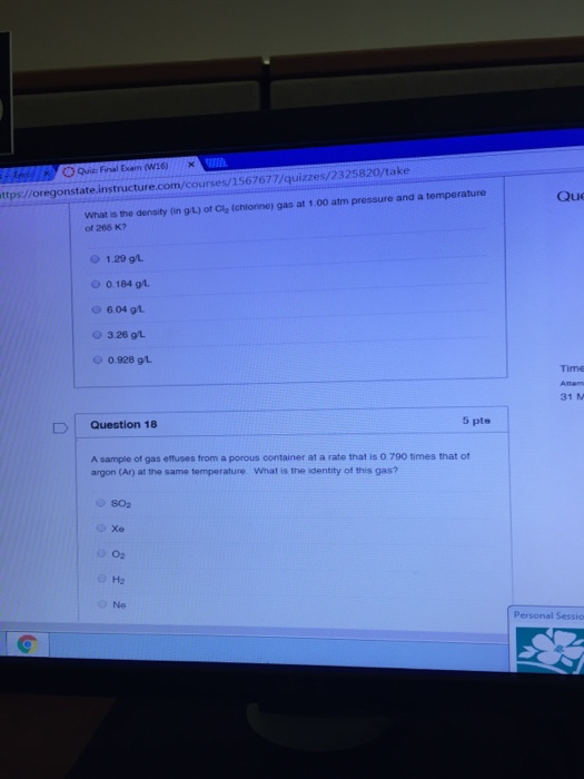 Solved What is the density (in g/L) of CI_2 (chlorine) gas