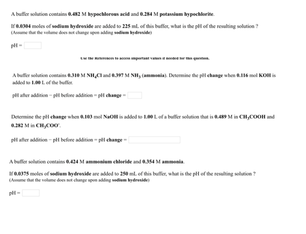 Solved A buffer solution contains 0.482 M hypochlorous acid | Chegg.com