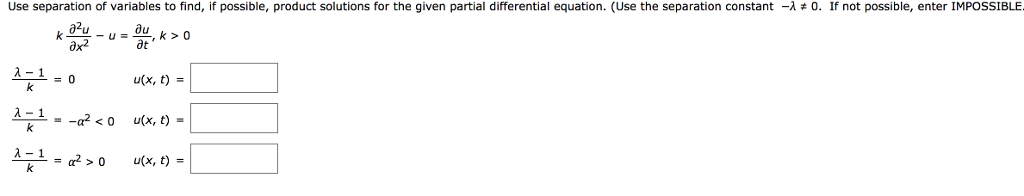 Solved Use separation of variables to find, if possible, | Chegg.com