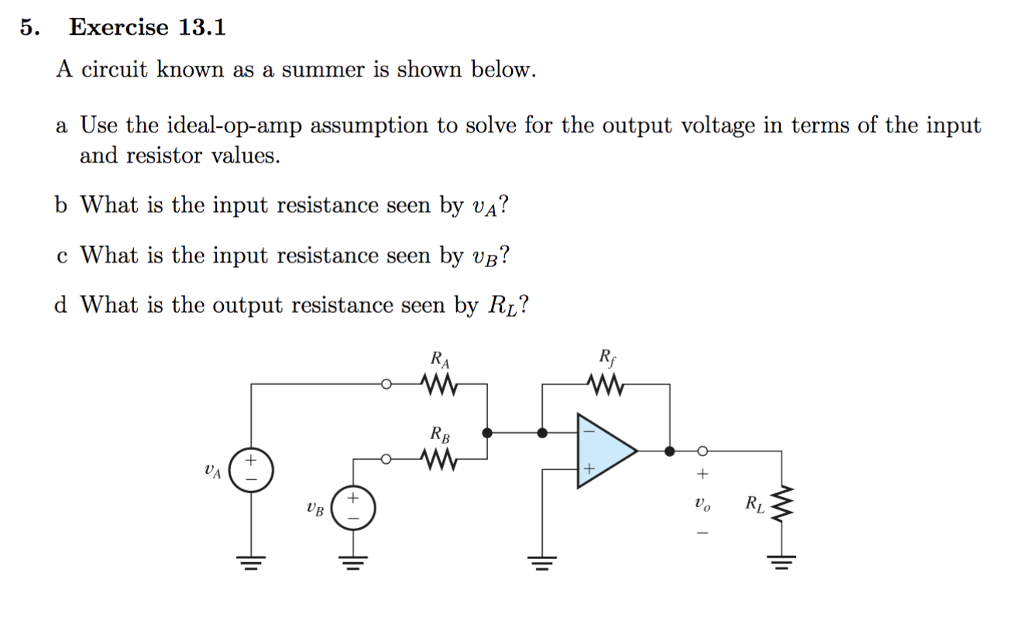 Solved 5. Exercise 13.1 A Circuit Known As A Summer Is Shown | Chegg.com