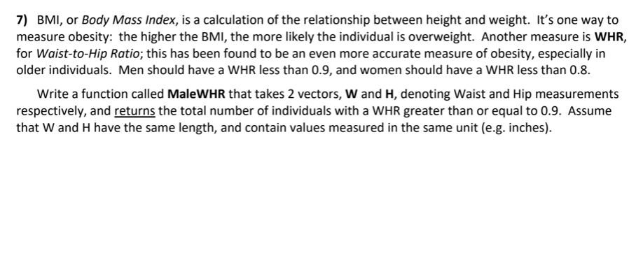 Solved 7) BMI, Or Body Mass Index, Is A Calculation Of The | Chegg.com