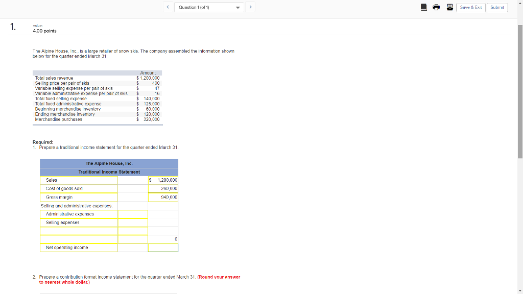 Solved Prepare A Contribution Format Income Statement For 4282