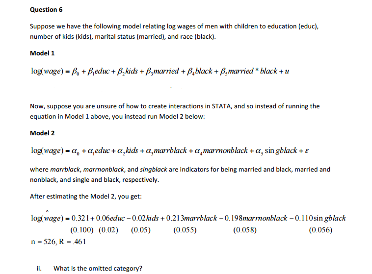 Solved Suppose we have the following model relating log | Chegg.com