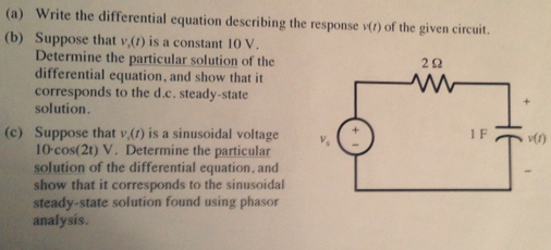 Solved (a) Write the differential equation describing the | Chegg.com
