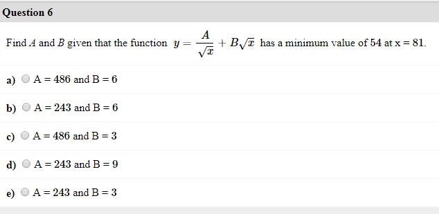 Solved Question 6 Find A And B Given That The Function Y --+ | Chegg.com